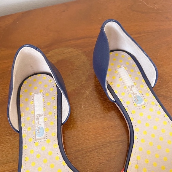 Boden • Vienne Point Flats d'orsay red white stripe canvas navy blue leather - Picture 4 of 9